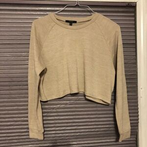 Cute warm thermal long sleeve crop top sweater Neutral colored beige Cream Tan
